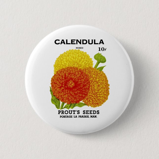 Calendula Vintage Saatpackung Button (Vorderseite)