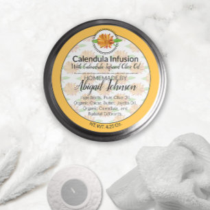 Calendula Wildblume Handmade Artisan Geschenketike Runder Aufkleber