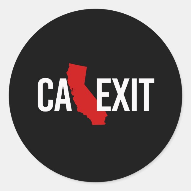 Calexit - Ausfahrt Kalifornien - rot weiß - - - Runder Aufkleber (Vorderseite)