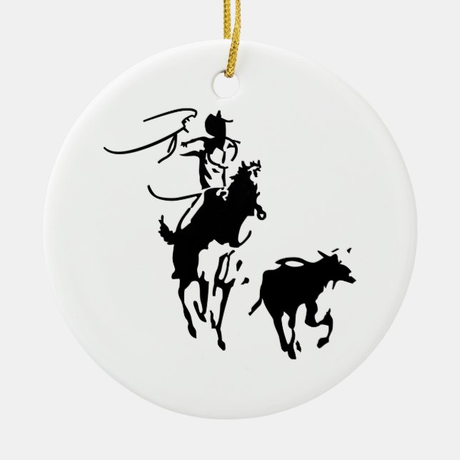 Calf Roping Keramik Ornament (Vorne)
