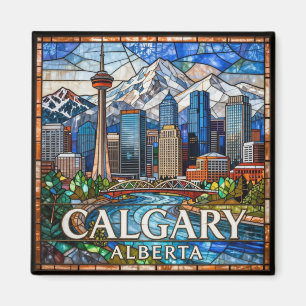 Calgary Alberta Buntglas-Skyline 🏔️ Magnet