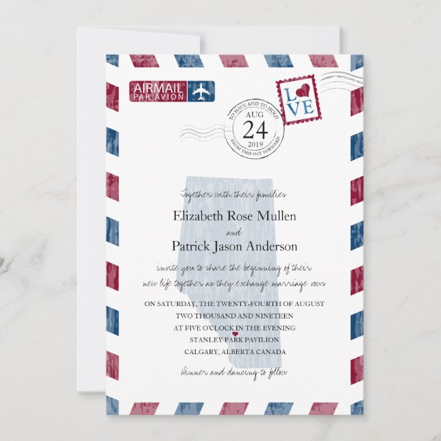 Calgary Alberta Canada Airmail Einladung zur Hochz (Vorderseite)