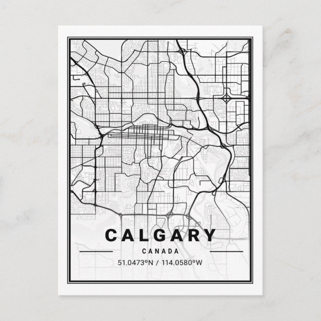 Calgary Alberta Canada Travel City Map Postkarte (Vorderseite)