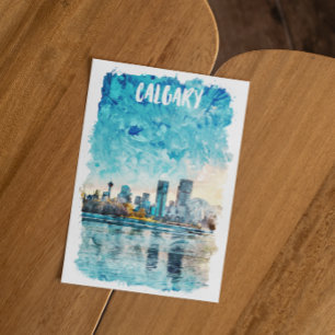 Calgary Alberta Canada Watercolor City View Postkarte