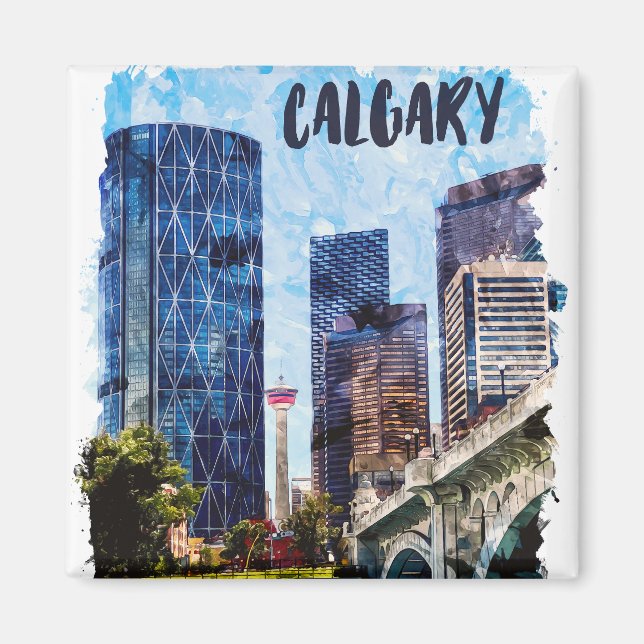 Calgary Alberta Cityscape Skyline Magnet (Vorne)
