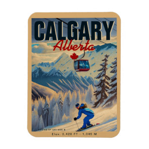 Calgary Alberta Kanada Skiing Souvenirs in den 50e Magnet