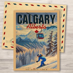 Calgary Alberta Kanada Skiing Souvenirs in den 50e Postkarte