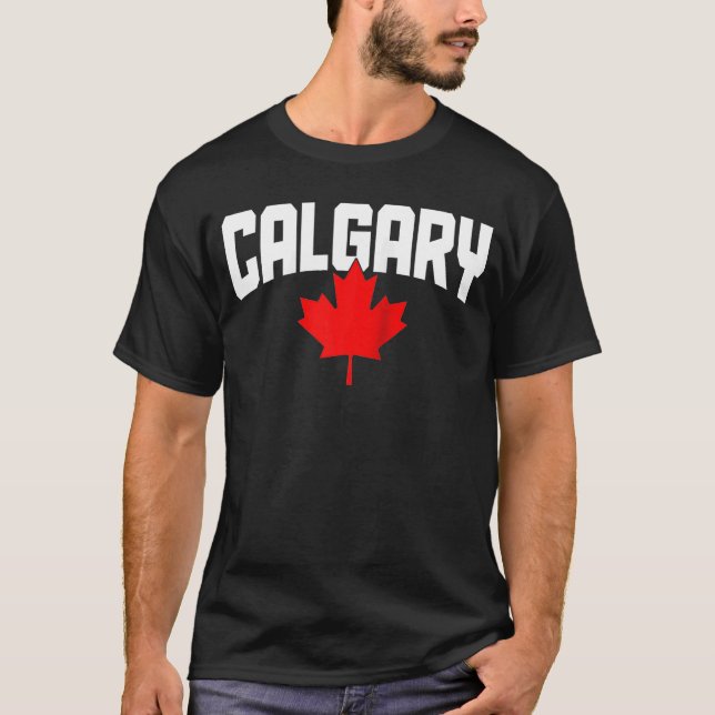 Calgary Alberta Maple Leaf Kanada Kanadische Flagg T-Shirt (Vorderseite)