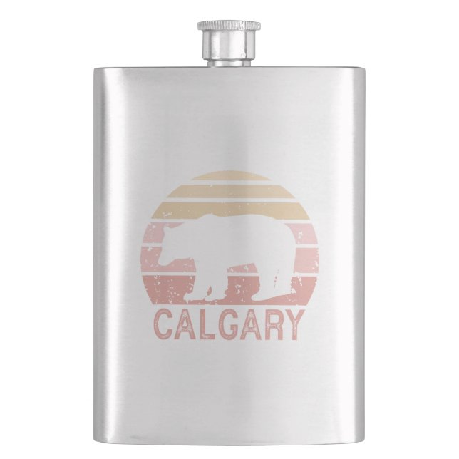 Calgary Alberta Retro Bear Flachmann (Vorderseite)