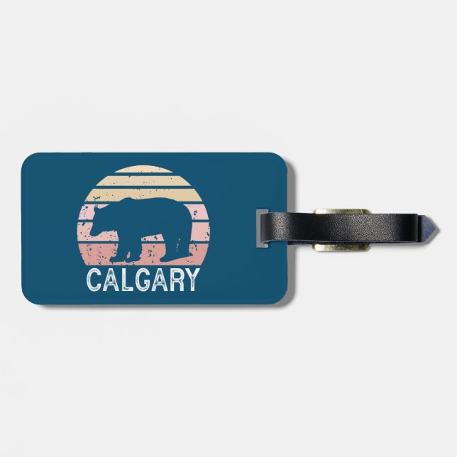 Calgary Alberta Retro Bear Gepäckanhänger (Rückseite horizontal)