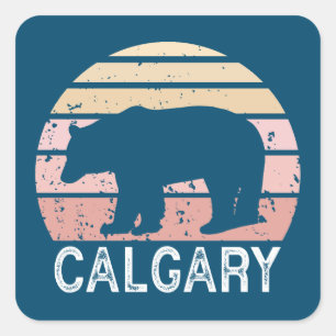 Calgary Alberta Retro Bear Quadratischer Aufkleber