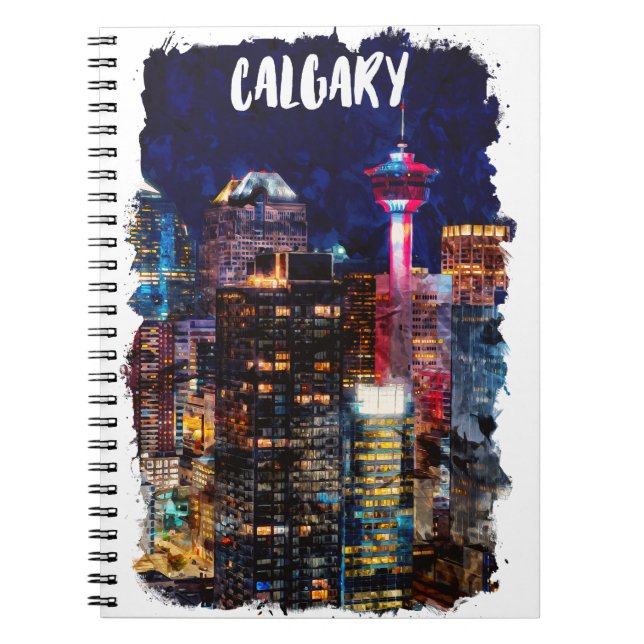 Calgary Alberta Skyline bei Nacht Notizblock (Vorderseite)
