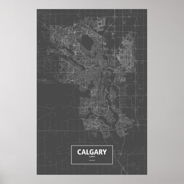 Calgary, Alberta (weiß auf schwarz) Poster (Vorne)