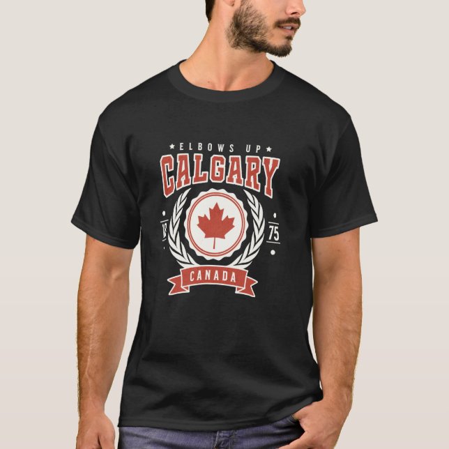 Calgary Canada Day Ellenbogen hoch kanadischer Sto T-Shirt (Vorderseite)