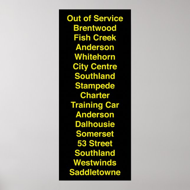 Calgary CTrain Rollsign Poster (Vorne)