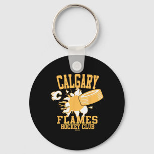 Calgary Flames Hockey Puck platzt Rot Offiziell L Schlüsselanhänger
