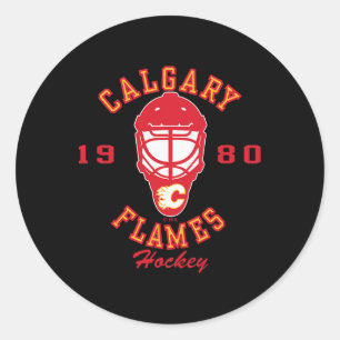 Calgary Flames Hockeymaske Schwarz Nhl Offiziell L Runder Aufkleber