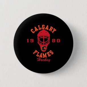 Calgary Flames Hockeymaske Weiß Nhl Offiziell Lize Button