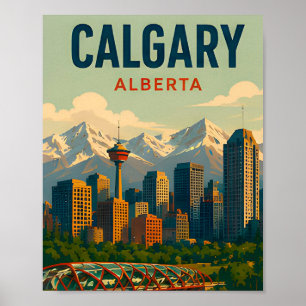 Calgary Kanada Skyline Rocky Mountains Reise Poster