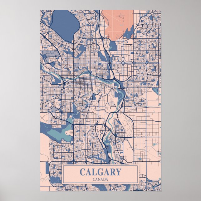 Calgary Kanada Windige Stadtplan Reise Poster (Vorne)