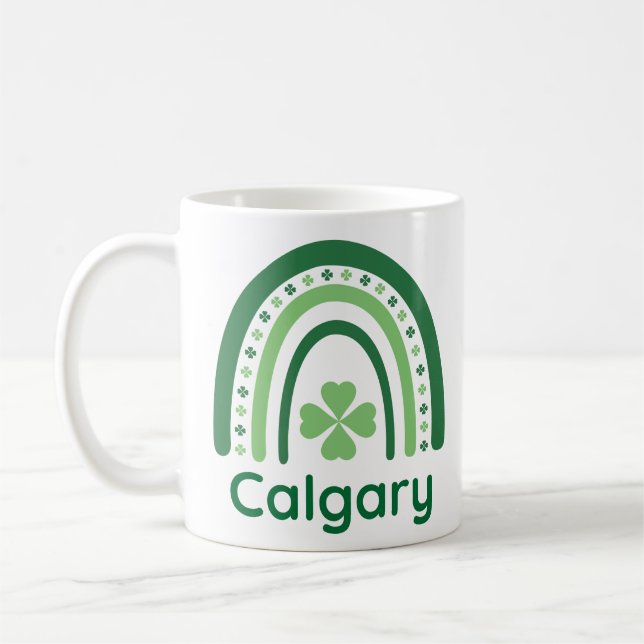 Calgary Name Clover Boho Rainbow Kaffeetasse (Links)