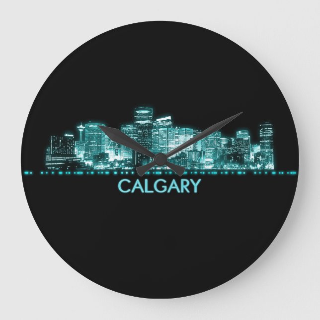Calgary Skyline Große Wanduhr (Vorderseite)