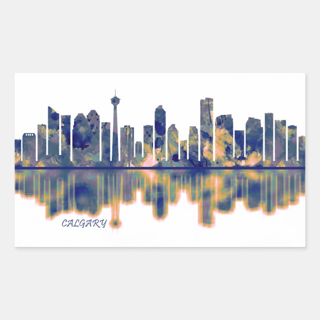 Calgary Skyline Rechteckiger Aufkleber (Vorderseite)