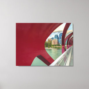 Calgary's Peace Bridge and Cityscape Leinwanddruck