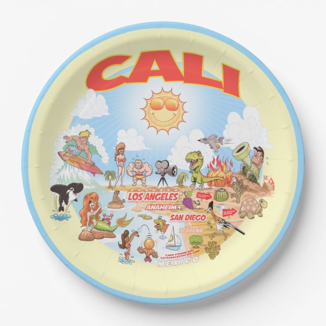 CALI California Beach Pappteller (Vorderseite)