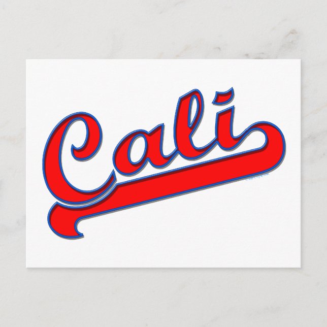 Cali California Logo Red Blue Postcard Postkarte (Vorderseite)