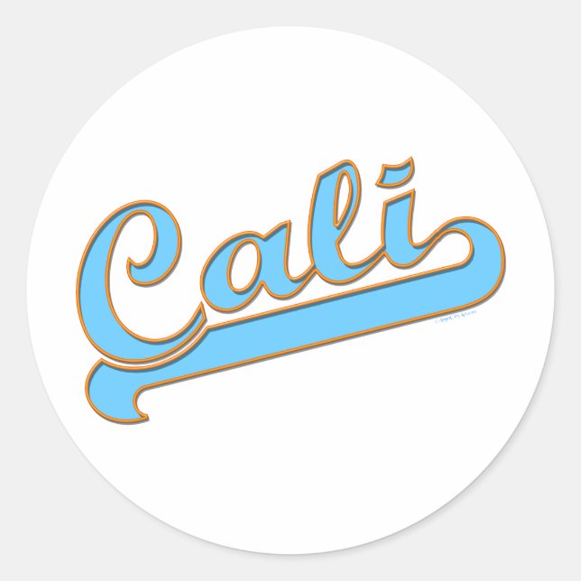 Cali California Surfer-Logo in Blue Runder Aufkleber (Vorderseite)