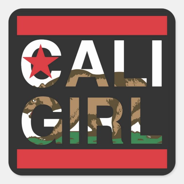 Cali Girl Rep Red Quadratischer Aufkleber