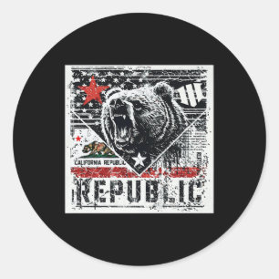 Cali Grizzly Grit - Graphic T-Shirt Premium Runder Aufkleber