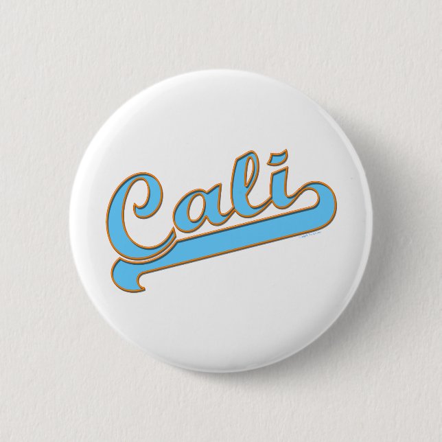 Cali Kalifornien Surfer-Logo im Blau Button (Vorderseite)