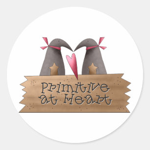 Cali Krähen · Primitives am Herzen Runder Aufkleber