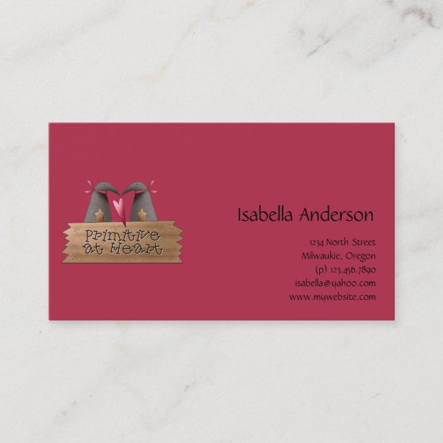 Cali Krähen · Primitives am Herzen Visitenkarte (Vorderseite)