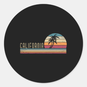Cali Sommerferien Ca Palmen Usa Retro Calif Runder Aufkleber