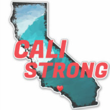CALI STRONG Red Blk CA Kontur Ocean Solid Heart