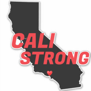 CALI STRONG Red Blk CA Solid Heart Aufkleber