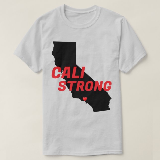 CALI STRONG Red Blk CA Solid Heart T-Shirt (Design vorne)