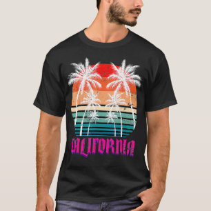 Cali Summer Vacation Palm Trees CA Beach Retro Cal T-Shirt