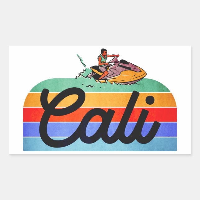 Cali Summer Vintag Style Rechteckiger Aufkleber (Vorderseite)