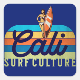 Cali Surf Culture Vintag Style Quadratischer Aufkleber