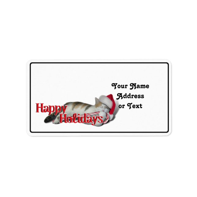 Cali the Calico Christmas Cat (mit Text) Adressaufkleber (Vorne)