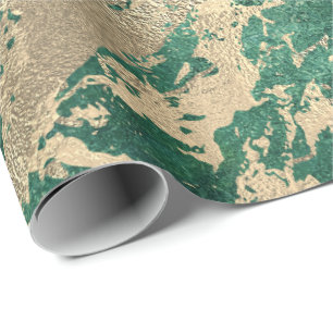 Cali Tropical Green Golden Metallic Glass Strokes Geschenkpapier