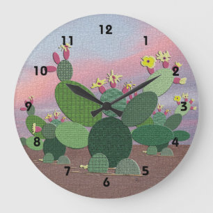 Calico Cactus Große Wanduhr