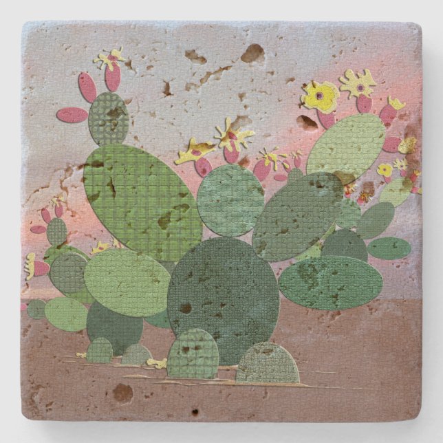 Calico Cactus Stone Untersetzer (Vorderseite)