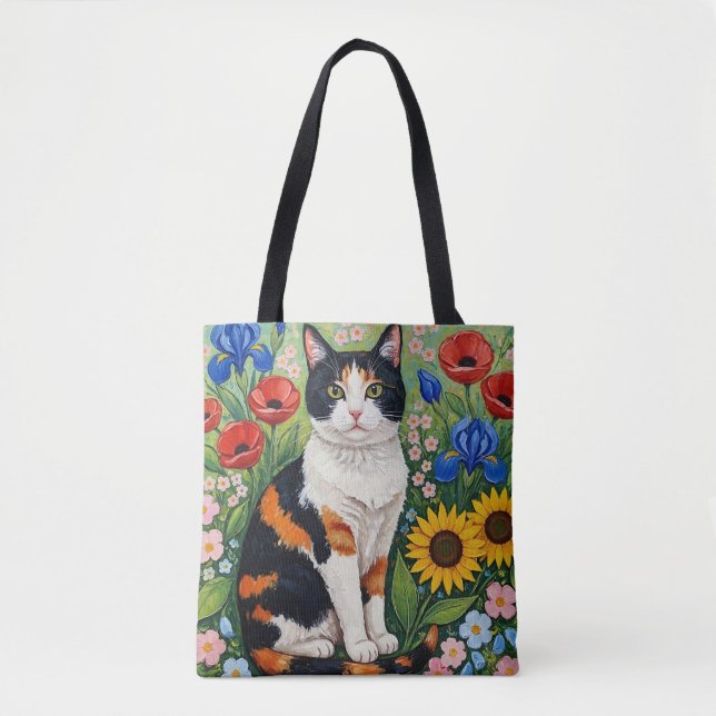 Calico Cat and Folk Art Sunflowers (Vorderseite)