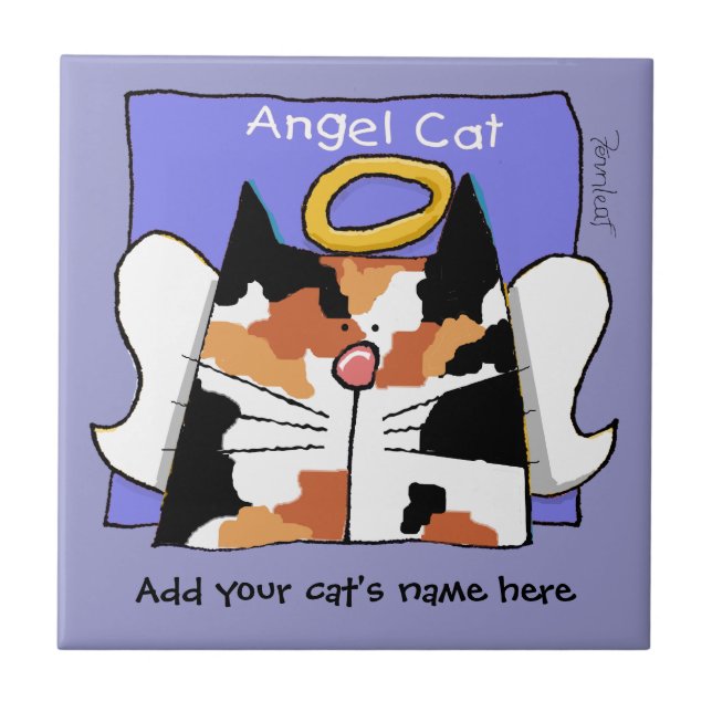 Calico Cat Angel Personalize Fliese (Vorderseite)