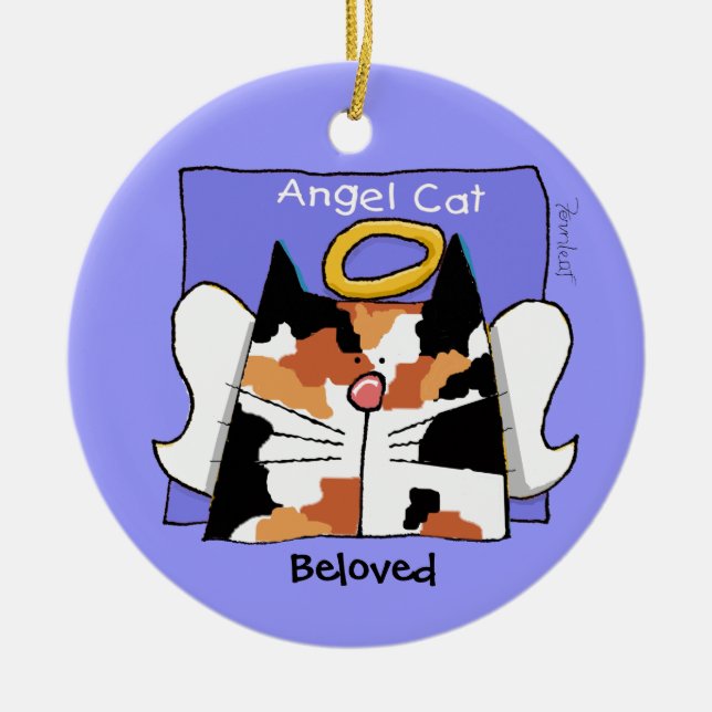 Calico Cat Angel Personalize Keramikornament (Vorne)